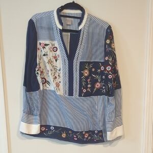 Chico's Floral Embroidered Tunic, Womans Large, Size 12/14 (Chico's 2)